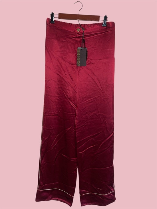 Roberto Cavalli Pants - Roberto Cavalli Red Silk Pants with Gold Trim